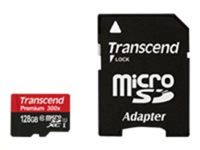 Transcend Premium - Flash-Speicherkarte (microSDXC-an-SD-Adapter inbegriffen) - 128 GB - UHS Class 1 / Class10 - 300x - microSDXC