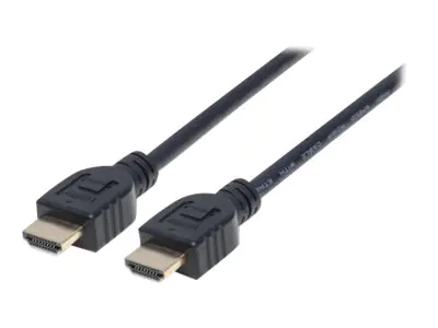 Manhattan HDMI Cable with Ethernet (CL3 rated, suitable for In-Wall use), 4K@60Hz (Premium High Speed), 3m, Male to Male, Black, Ultra HD 4k x 2k, In-Wall rated, Fully Shielded, Gold Plated Contacts, Lifetime Warranty, Polybag - Highspeed - HDMI-Kabel mit