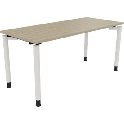 Schreibtisch Vierfuß Rundrohr B1600xT700xH680-820 ws/Eiche Natur