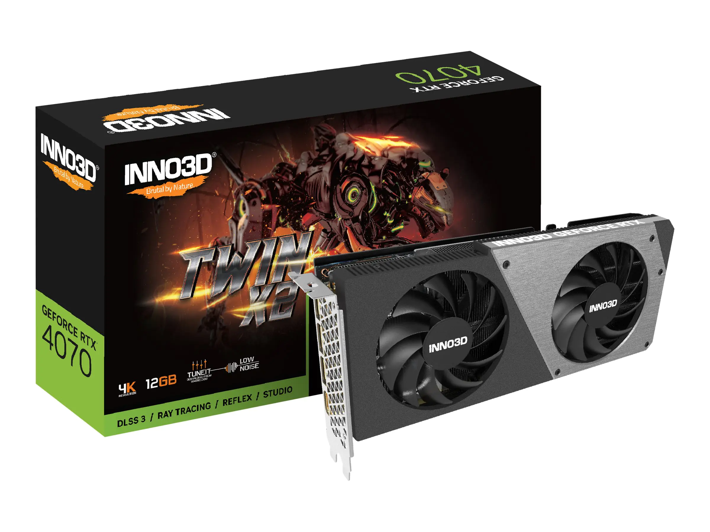 Inno3D GeForce RTX 4070 TWIN X2 - Grafikkarten - GeForce RTX 4070 - 12 GB GDDR6X - PCIe 4.0 x16 - HDMI, 3 x DisplayPort - Farbbox