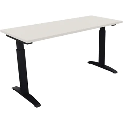 Schreibtisch Kufe Einzels. Quadrat B1400xT600xH650-850 an/Weiß