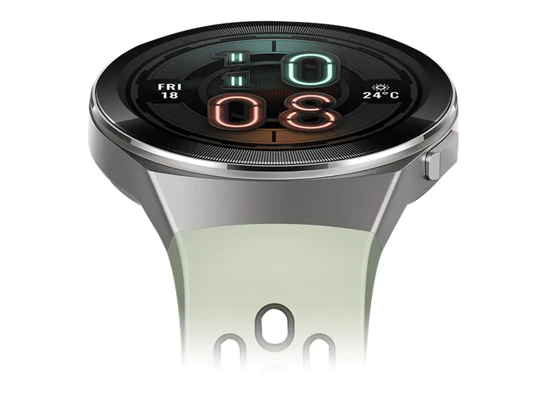 Huawei Watch GT 2e - Edelstahl - intelligente Uhr mit Riemen - TPU - mint green - Anzeige 3.5 cm (1.39") - 4 GB - Bluetooth - 43 g