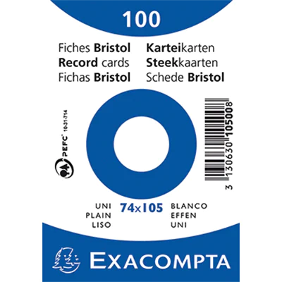 Exacompta Karteikarte 10500SE DIN A7 blanko weiß 100 St./Pack.