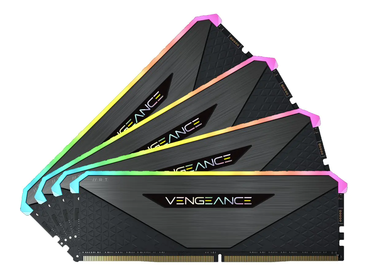CORSAIR Vengeance RGB RT - DDR4 - Kit - 32 GB: 4 x 8 GB - DIMM 288-PIN - 3200 MHz / PC4-25600 - CL16 - 1.35 V - ungepuffert - non-ECC - Schwarz