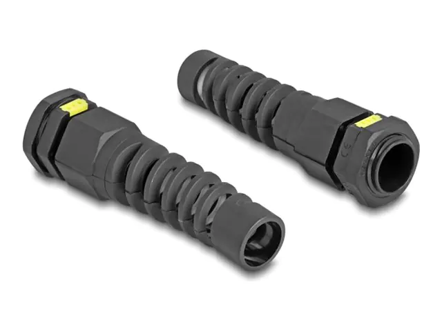 Delock Kabelverschraubung - M16, Belüftung, Zugentlastung, IP68 staub- und wasserdicht - Schwarz, RAL 9005 (Packung mit 2) 60625