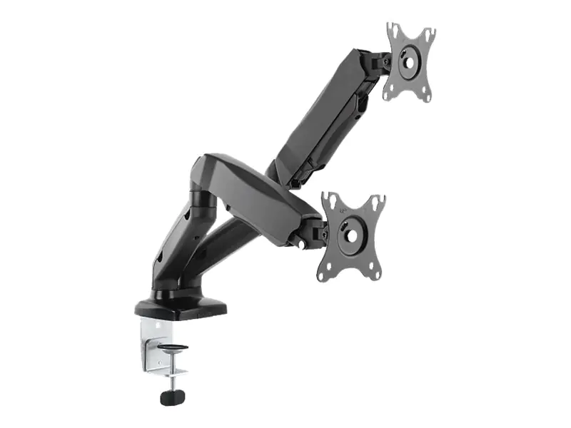 ICY BOX IB-MS304-T - Aufstellung (2 Gelenkarme, 2 VESA-Adapter, Tisch-Klemme, Befestigung für Kabeldurchgang) - für 2 LCD-Displays - Metall - Schwarz - Bildschirmgröße: up to 68 cm (bis zu 27 Zoll) - Schreibtisch