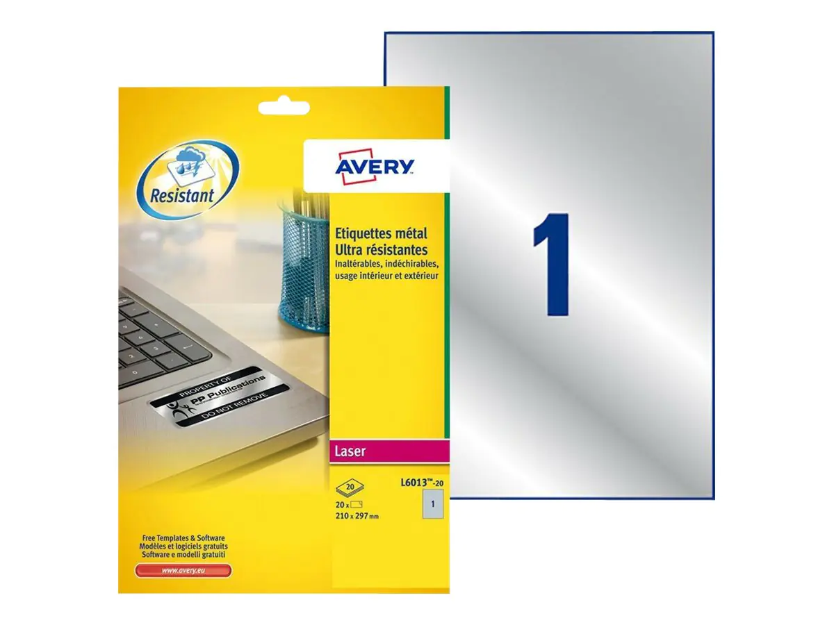 Avery Zweckform Avery Heavy Duty Laser Labels - Polyester - Silber - A4 (210 x 297 mm) L6013-20