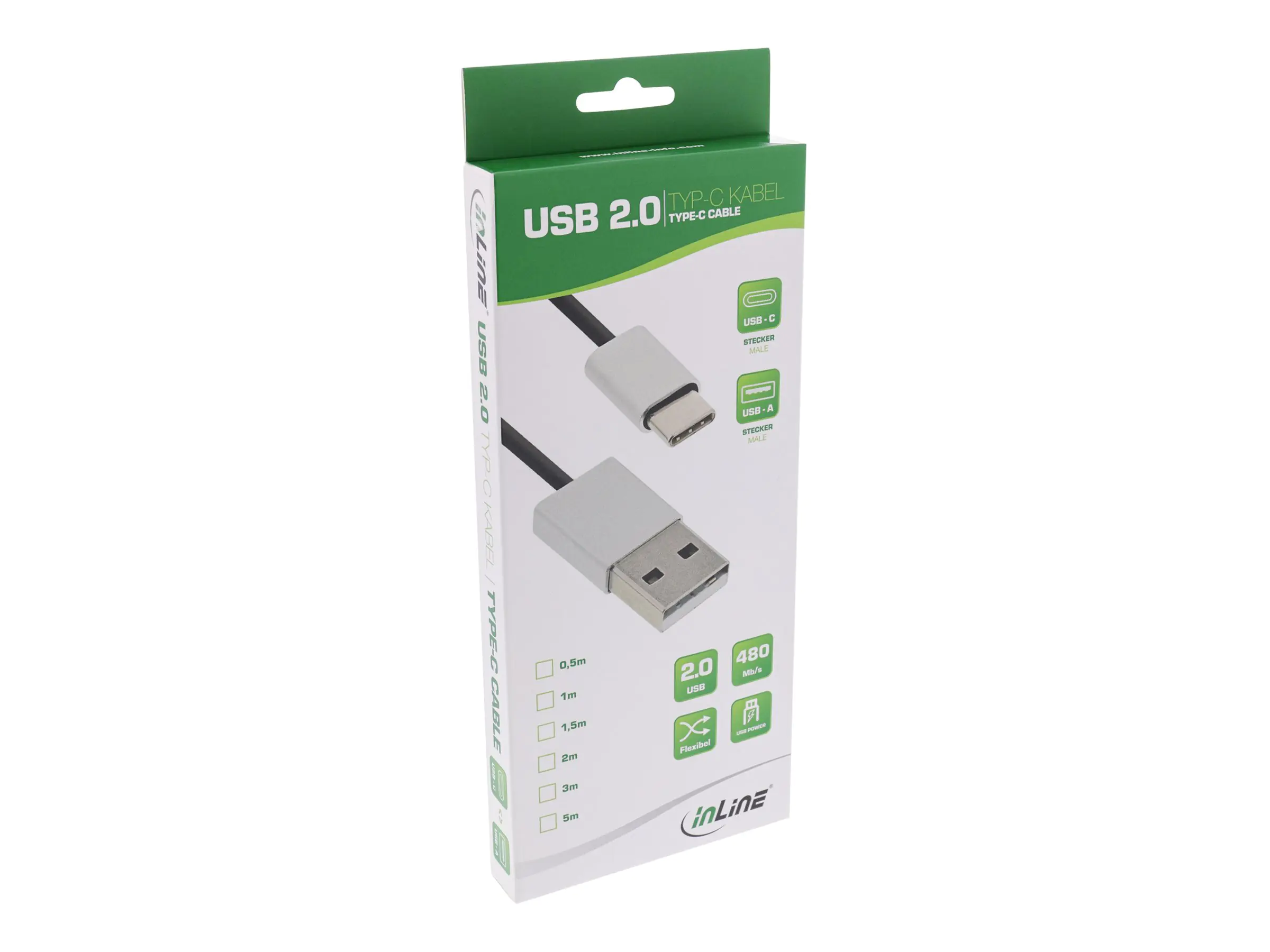 InLine - USB-Kabel - USB (M) bis USB-C (M) - USB 2.0 - 1.5 m - Schwarz