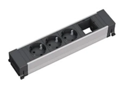 Bachmann CONFERENCE - 3 AC-Ausgänge - Indoor - Typ E - Aluminium - Schwarz - 260 mm