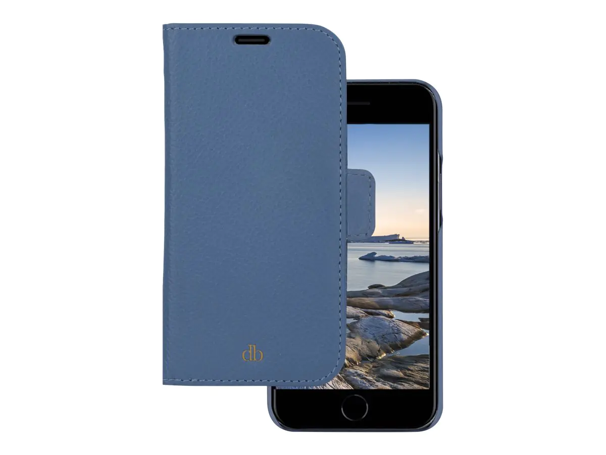 dbramante1928 New York - Flip-Hülle für Mobiltelefon - abnehmbare Magnetrückseite - Saffianleder - Um Blue - für Apple iPhone 7, 8, SE (2. Generation)