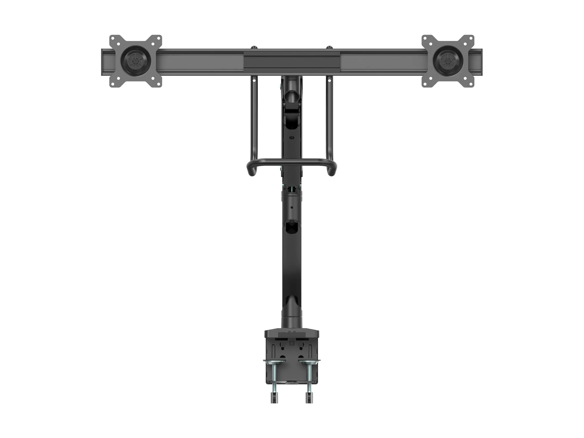 StarTech ARMSLMBARDUO Monitorhalterung (dual Monitor, Synchronisierte Höhenverstellung, Tischklemme, VESA) - Befestigungskit - einstellbarer Arm - für 2 Monitore - stabiler Stahl - Schwarz - Bildschirmgröße: 43.2-81.3 cm (17"-32") - Tischmontage