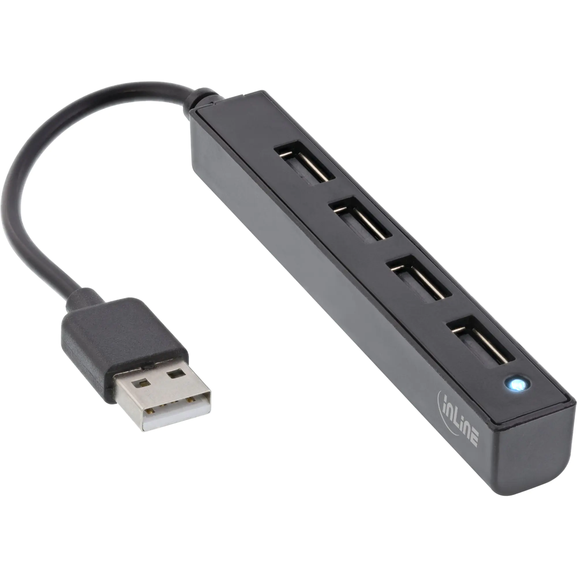 InLine - Hub - USB-A male to 4x USB-A female, cable 15cm - 4 x USB 2.0 - Desktop