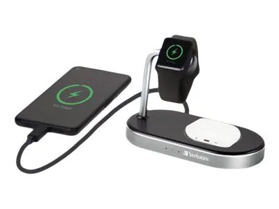 Verbatim - Kabelloses Ladegerät - 3-in-1 + AC-Netzteil - 44 Watt - 3 A - Quick Charge 3.0