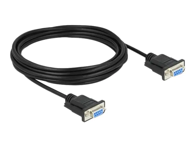 Delock - Nullmodemkabel - DB-9 (W) zu DB-9 (W) - 5 m - Daumenschrauben - Schwarz
