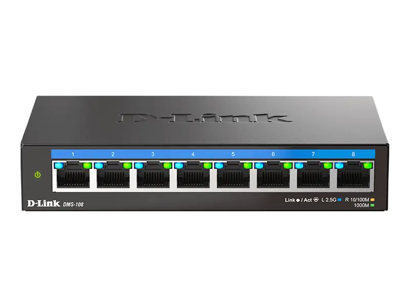D-Link DMS 108 - Switch - unmanaged - 8 x 10/100/1000/2.5G - Desktop, wandmontierbar