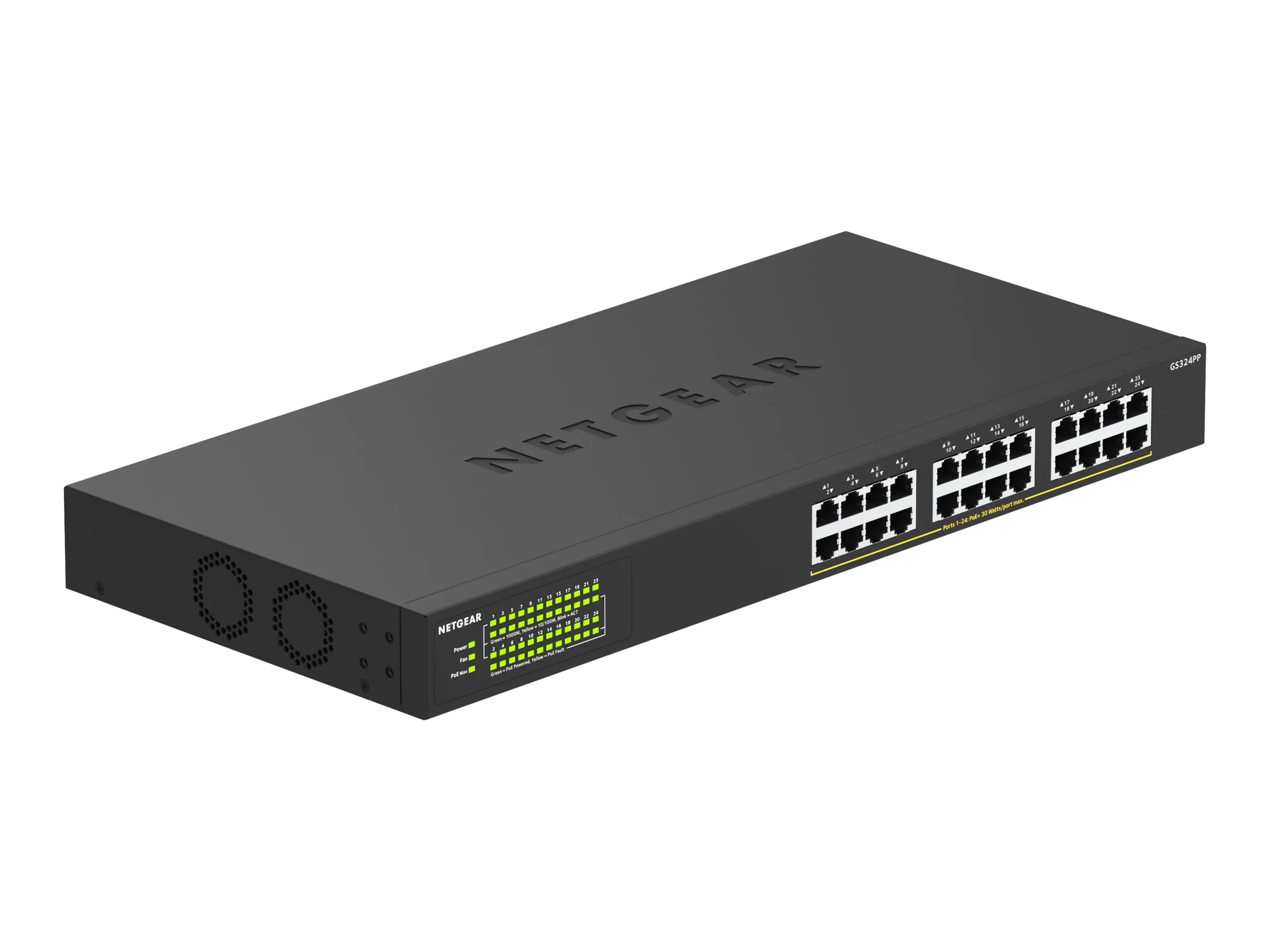 Netgear GS324PP - Switch - unmanaged - 24 x 10/100/1000 (PoE+) - an Rack montierbar, Desktop - PoE+ (380 W)