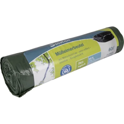 Secolan Müllbeutel 60 x 72 cm (B x H) 30µm 60l Polyethylen, 100 % recycelt schwarz 15 St./Pack.