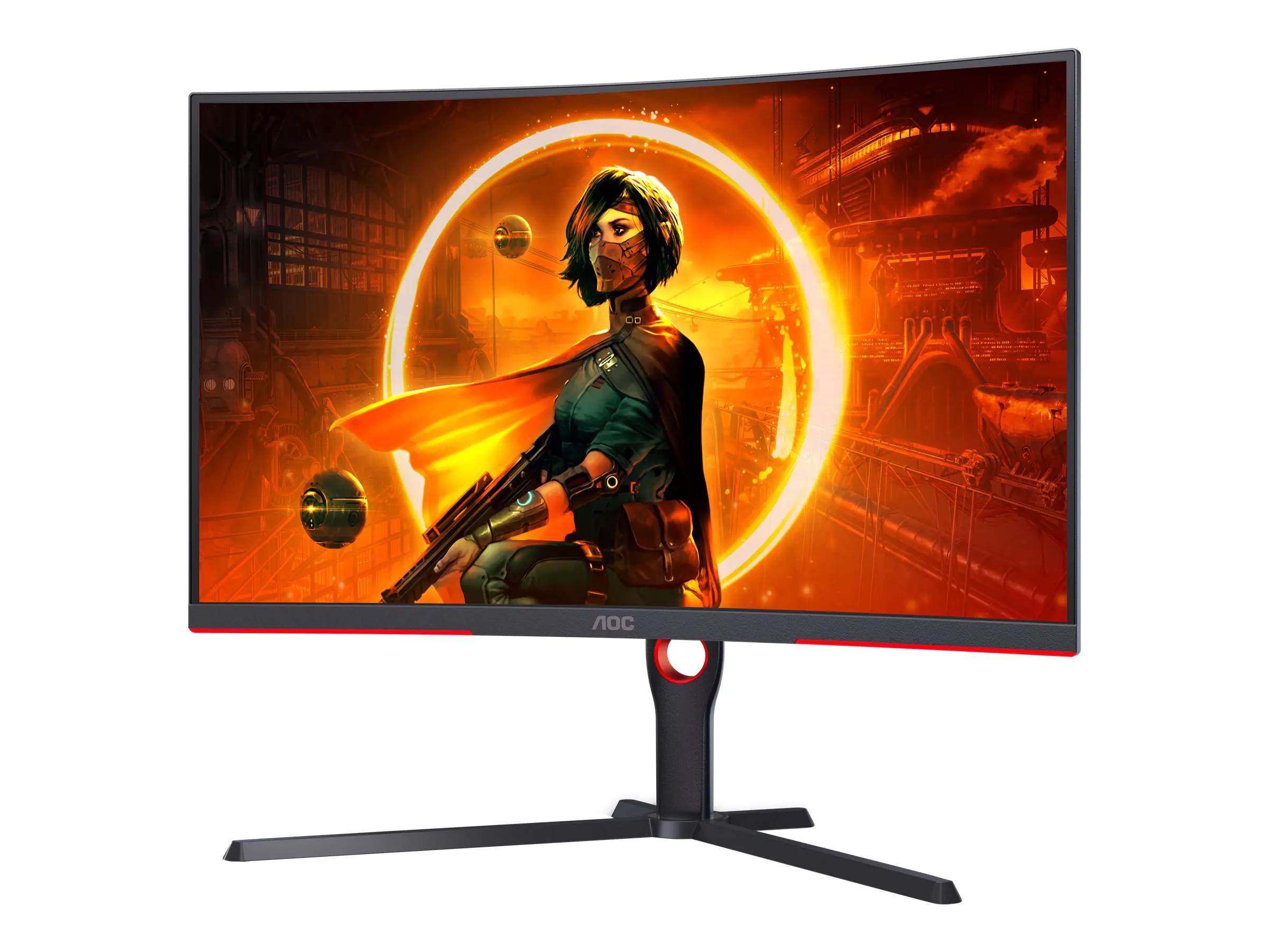 AOC Gaming CQ32G3SU/BK - LED-Monitor - Gaming - gebogen - 81.3 cm (32") (31.5" sichtbar) - 2560 x 1440 QHD @ 165 Hz - VA - 300 cd/m² - 1 ms - 2xHDMI, DisplayPort - Lautsprecher - Rot, Black Texture