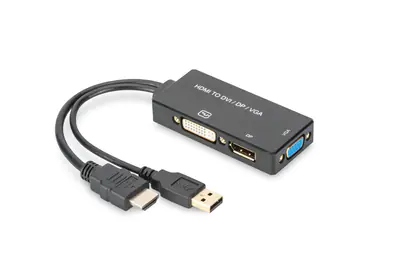 Assmann - Videokonverter - HDMI - DisplayPort, DVI, VGA - Schwarz