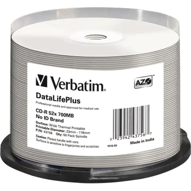 Verbatim DataLifePlus Professional - 50 x CD-R - 700 MB 52x - breite Thermodruckfläche - Spindel