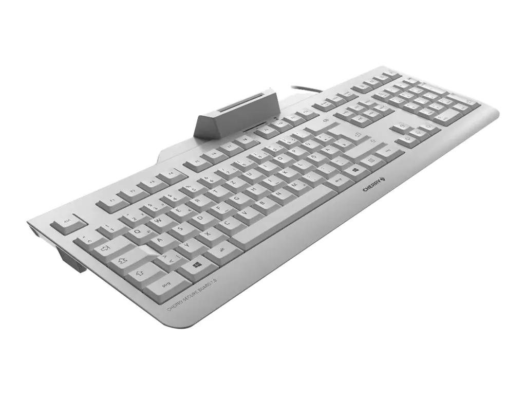 CHERRY SECURE BOARD 1.0 - Tastatur - mit NFC - USB - Belgien - Tastenschalter: CHERRY LPK - Weiß/Grau