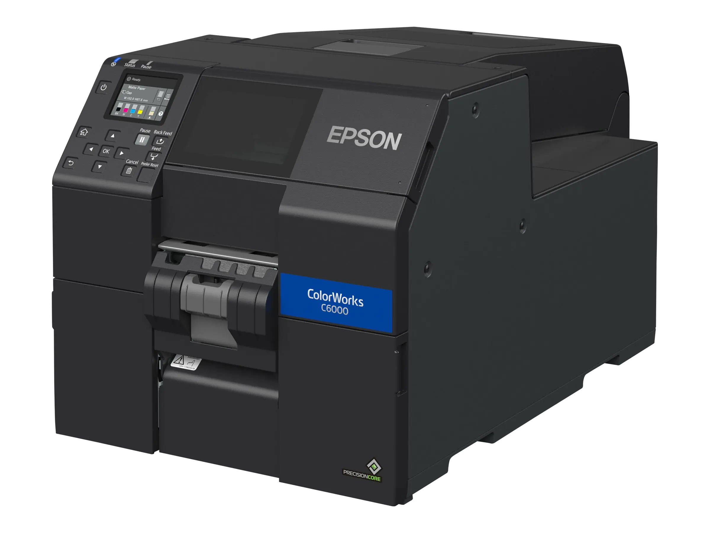 Epson ColorWorks CW-C6000Pe - Etikettendrucker - Farbe - Tintenstrahl - Rolle (11,2 cm) - 1200 x 1200 dpi - bis zu 119 mm/Sek. (einfarbig)/ bis zu 119 mm/Sek. (Farbe) - USB 2.0, LAN, USB 2.0-Host - Schäler