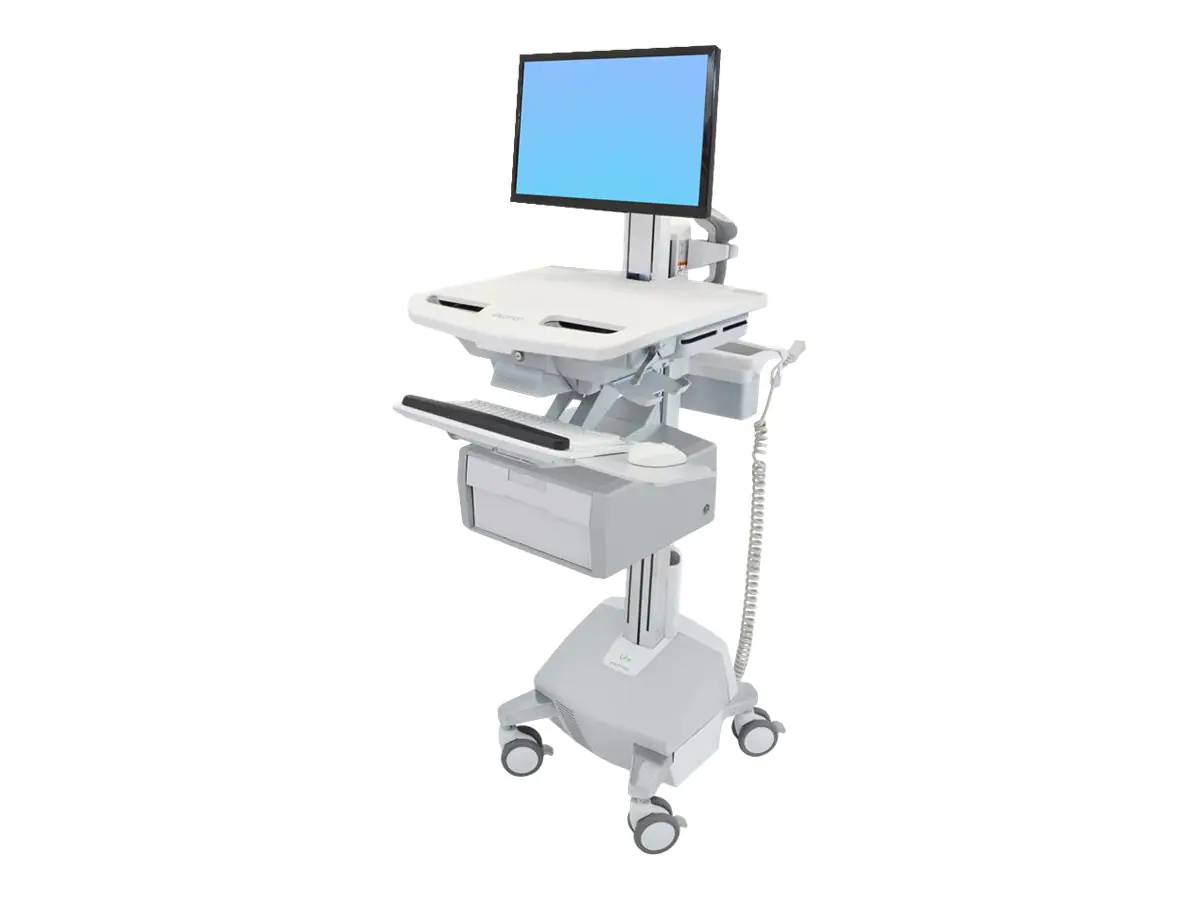 Ergotron Cart with LCD Pivot, LiFe Powered, 1 Tall Drawer - Wagen - für LCD-Display / PC-Ausrüstung - verriegelbar - medizinisch - Aluminium, verzinker Stahl, hochwertiger Kunststoff - Bildschirmgröße: bis zu 55,9 cm (bis zu 22 Zoll) SV44-13B2-2