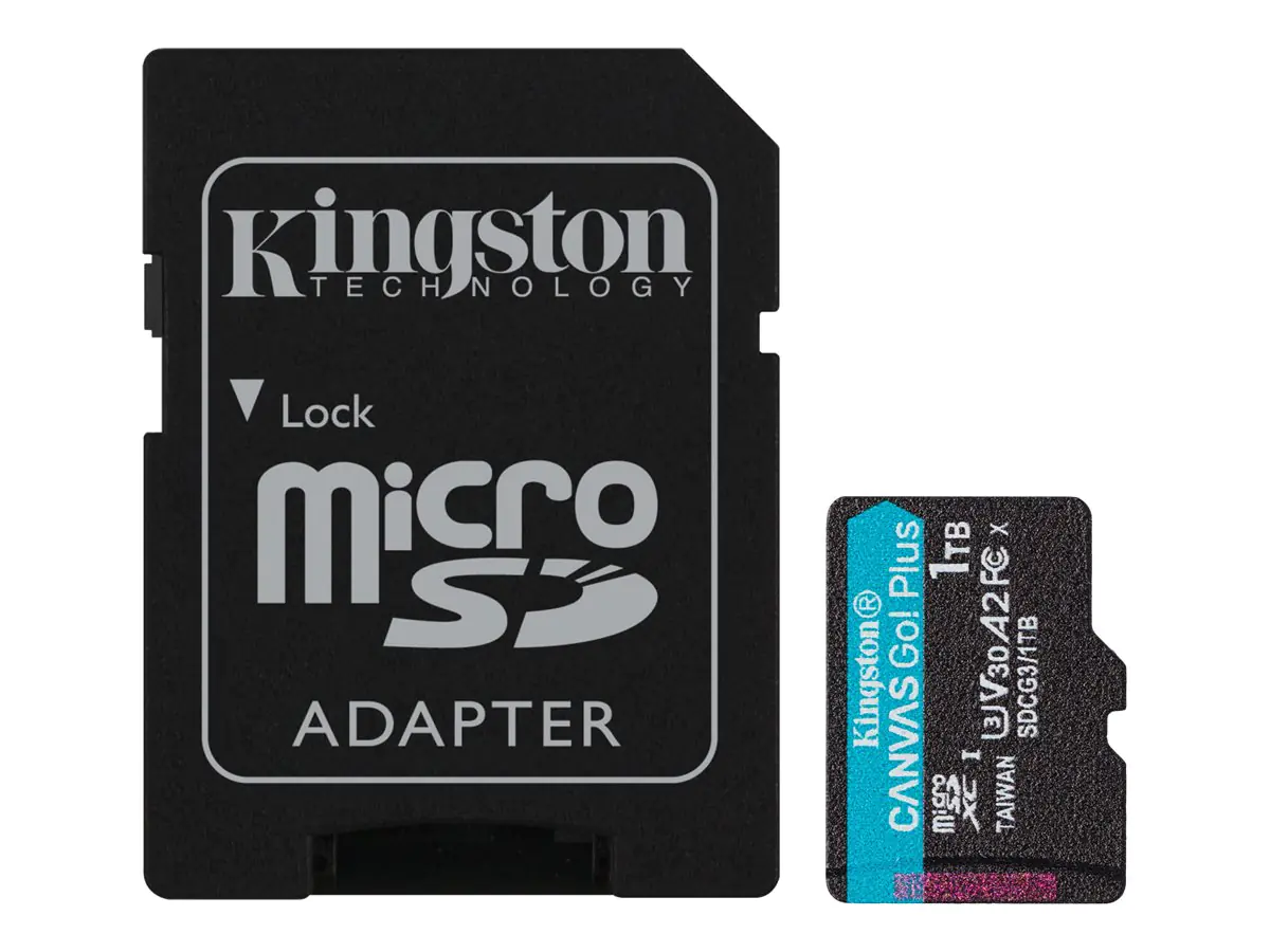 Kingston Canvas Go! Plus - Flash-Speicherkarte (microSDXC-an-SD-Adapter inbegriffen) - 1 TB - A2 / Video Class V30 / UHS-I U3 / Class10 - microSDXC UHS-I