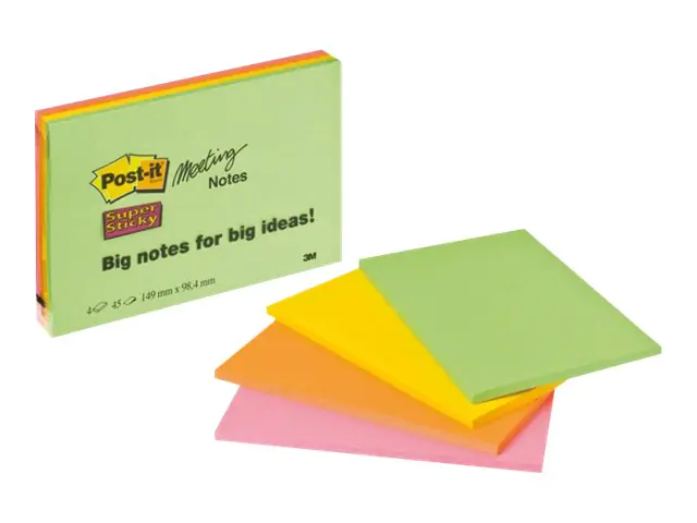 3M Post-it Super Sticky 6445-4SS - Meetingnotizen - 98.4 x 149 mm - 180 Blatt (4 x 45)