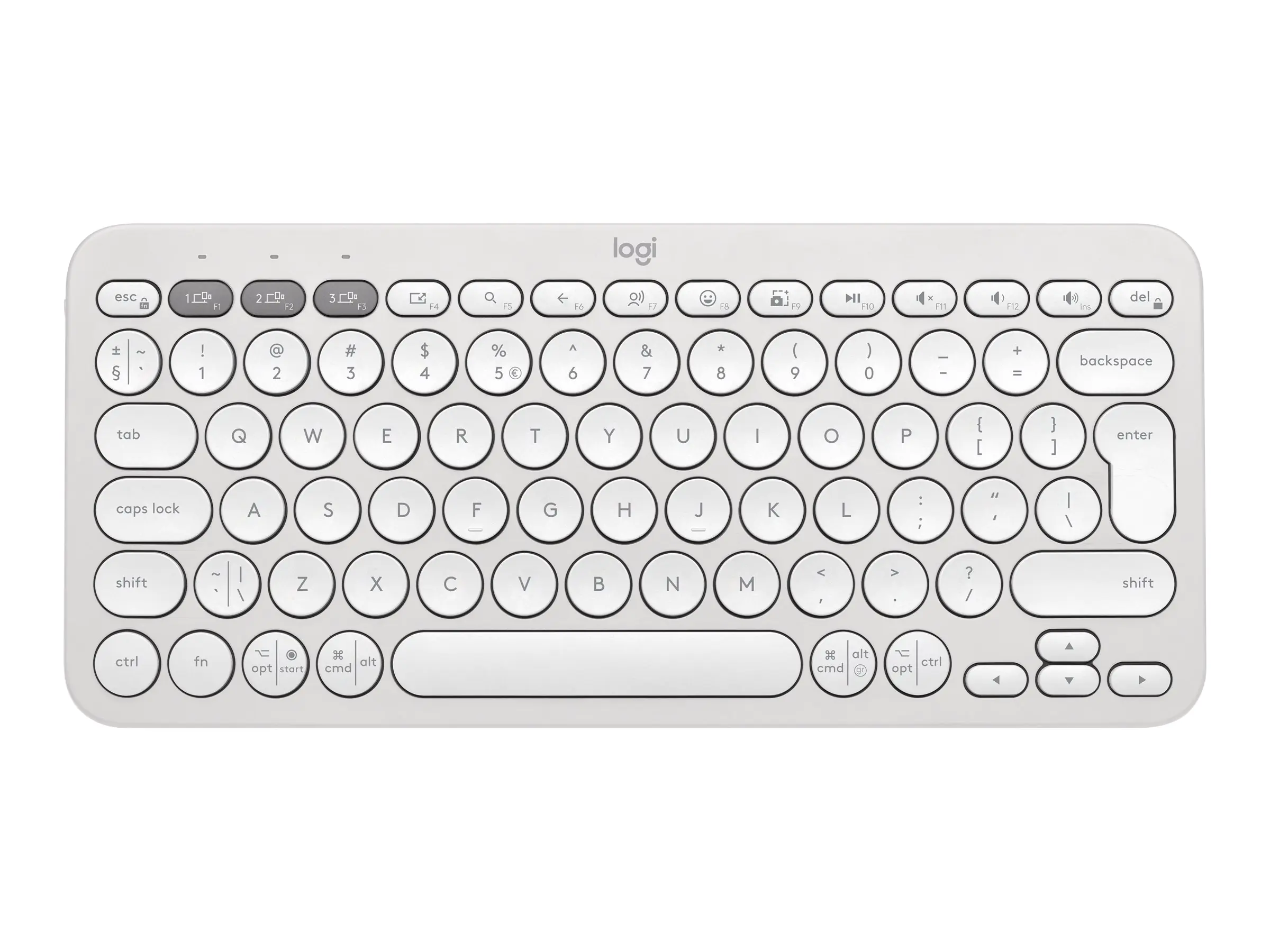 Logitech Pebble Keys 2 K380s - Tastatur - kabellos - Bluetooth LE - QWERTY - US International - Tonal White