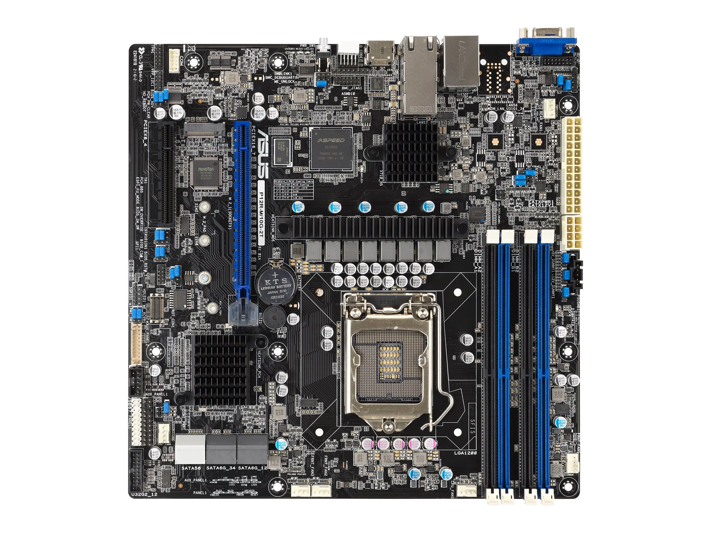ASUS P12R-M/10G-2T - Motherboard - micro ATX - LGA1200-Sockel - C252 Chipsatz - USB 3.2 Gen 2, USB 3.2 Gen 1 - 2 x 10 Gigabit LAN - Onboard-Grafik