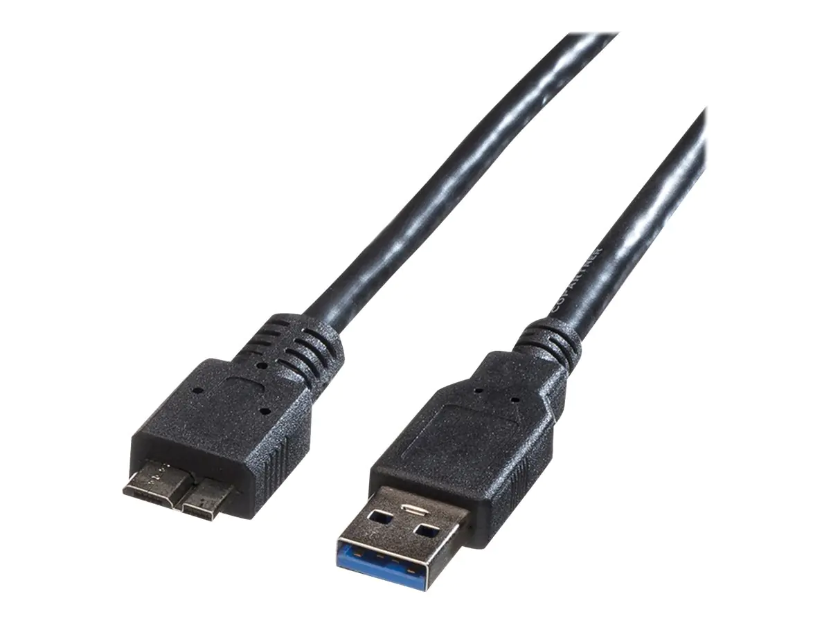 Roline - USB-Kabel - Micro-USB Typ B (M) zu USB Typ A (M) - USB 3.0 - 80 cm - geformt - Schwarz