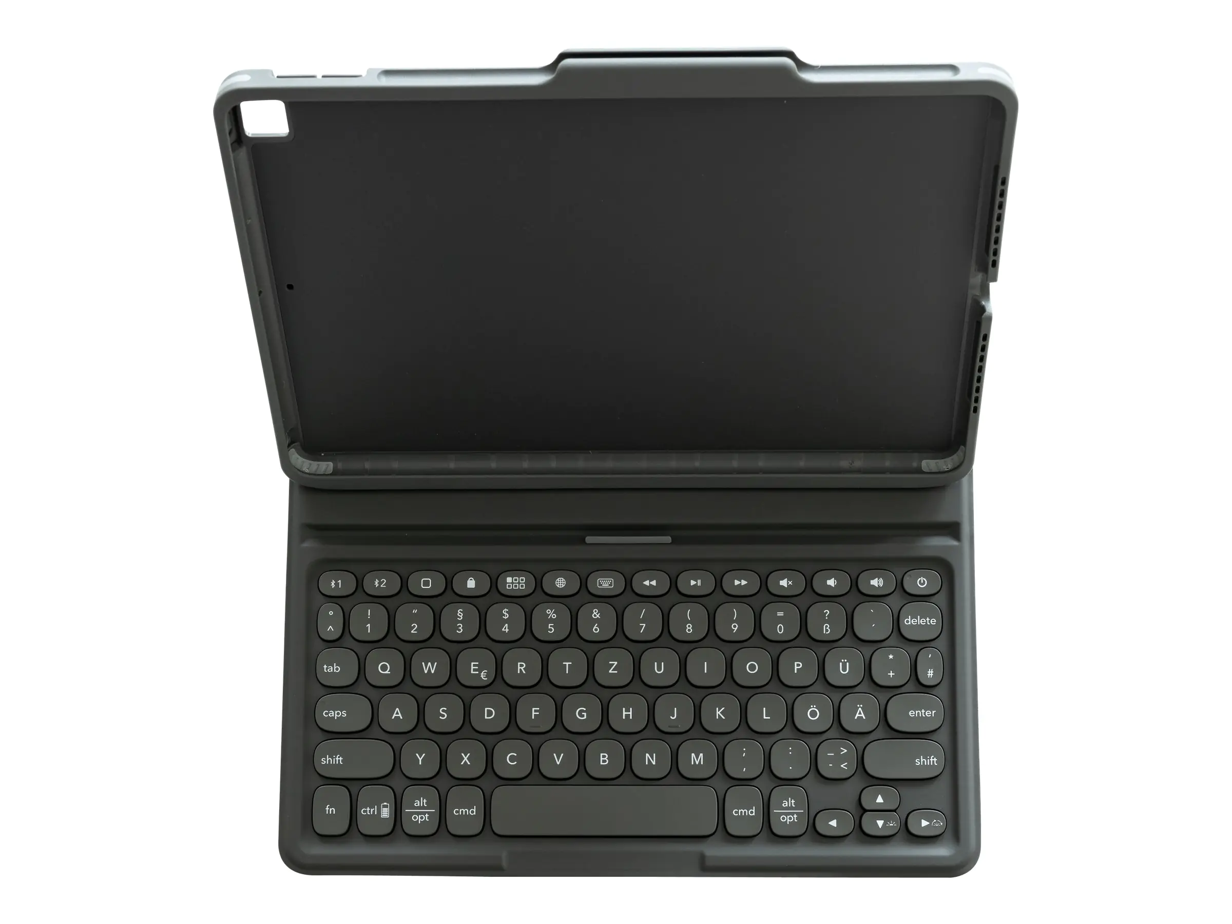 Zagg Pro Keys - Tastatur und Foliohülle - hintergrundbeleuchtet - Bluetooth - QWERTZ - Deutsch - Schwarz/Grau Tastatur, Schwarz/Grau Gehäuse - für Apple 10.9-inch iPad Air (4. Generation)