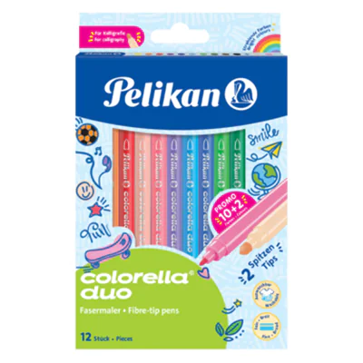 Pelikan Doppelfasermaler Colorella Duo 1 und 2mm farbig sortiert 12 St:/Pack.
