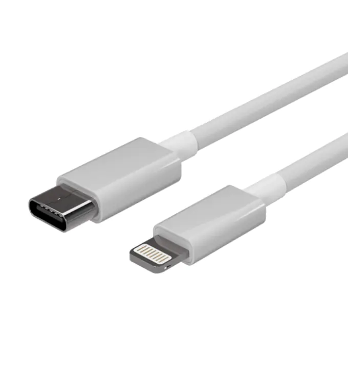 Bayko USB-C 2.0 Daten-Ladekabel, USB-C St./8-Pin St., 18W, TPE, weiß 2,0m
