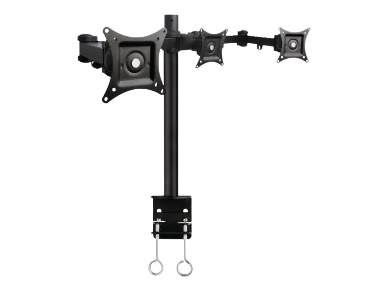 TECHly - Befestigungskit (Spannbefestigung für Tisch, Mantelrohr, Schwenkarm) - für 3 LCD-Anzeigen - Schwarz - Bildschirmgröße: 33-61 cm (13"-24")
