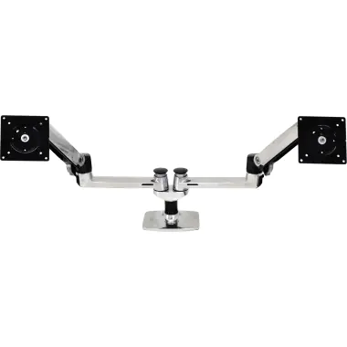 Ergotron LX Dual Side-by-Side Arm - Befestigungskit (Spannbefestigung für Tisch, Tischplattenbohrung, Stange, 2 Gelenkarme, 2 Erweiterungsklammern, T-Halterung, Basis) - Patentierte Constant Force Technologie - für 2 LCD-Displays - Aluminium, Stahl - Poli