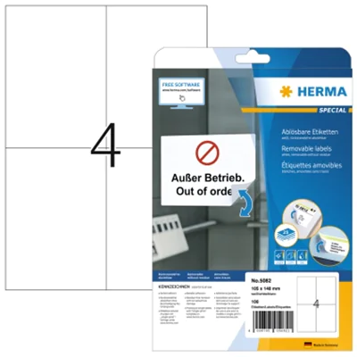 HERMA Etikett SuperPrint 5082 105x148mm weiß 100 St./Pack.
