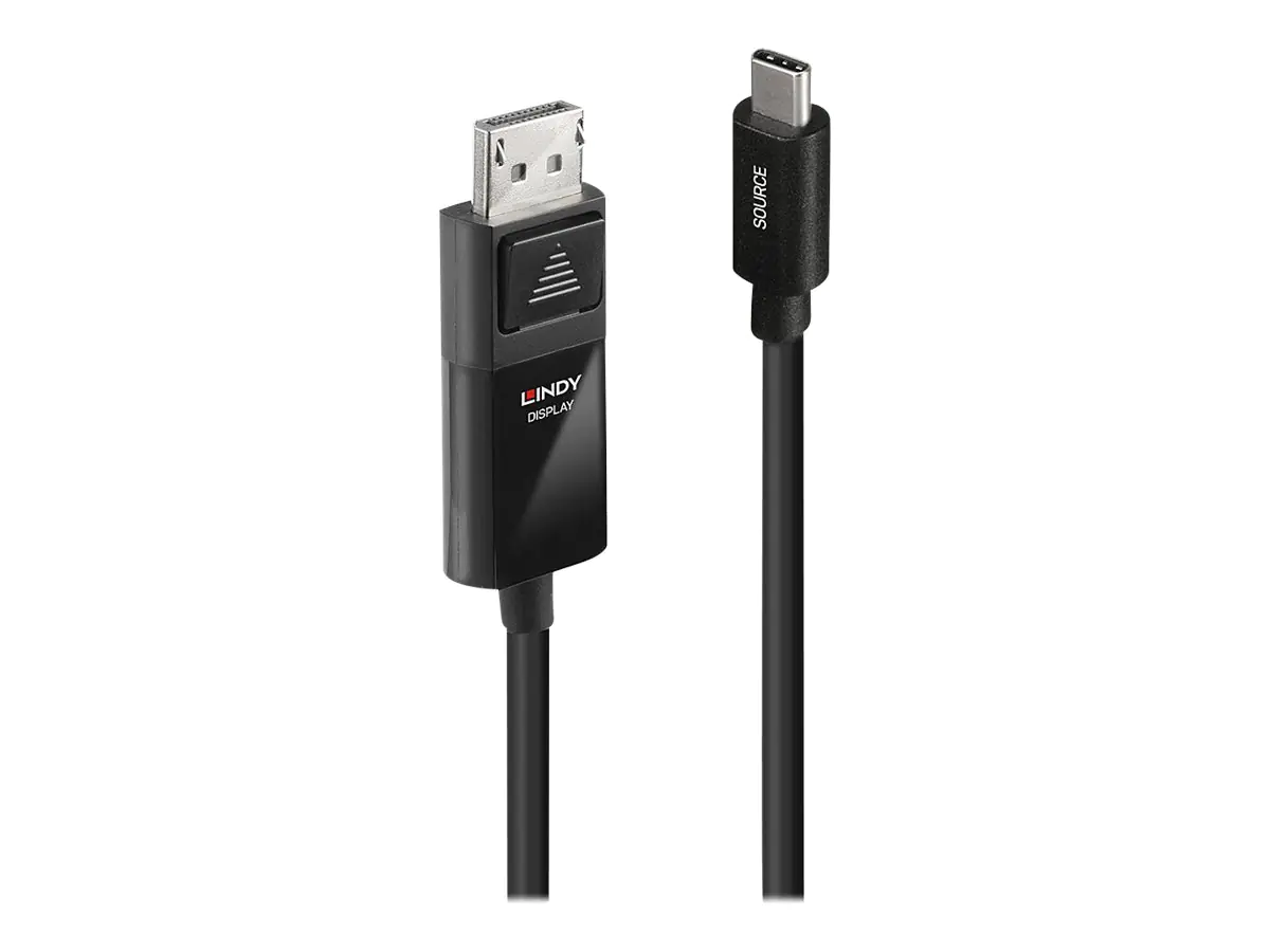 Lindy - Adapterkabel - 24 pin USB-C (M) zu DisplayPort (W) - DisplayPort 1.2 - 2 m - rund, unterstützt 4K 60 Hz (3840 x 2160) - Schwarz