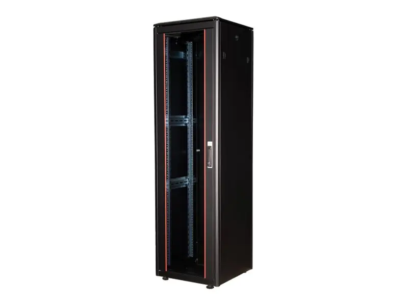 Equip Dynamic Flex Line - Schrank Netzwerkschrank - 600x600 mm, mit Glastür, abnehmbare und abschließbare Paneele, montiert - freistehend - Schwarz, RAL 9005 - 42HE - 48.3 cm (19") EDF-42-6060-B-BIAA