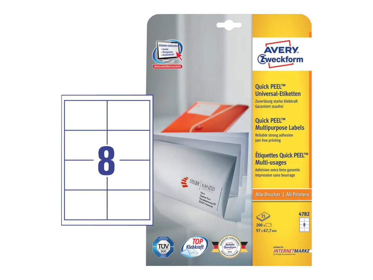 Avery Zweckform Avery - Weiß - 97 x 67.7 mm 200 Etikett(en) (25 4782