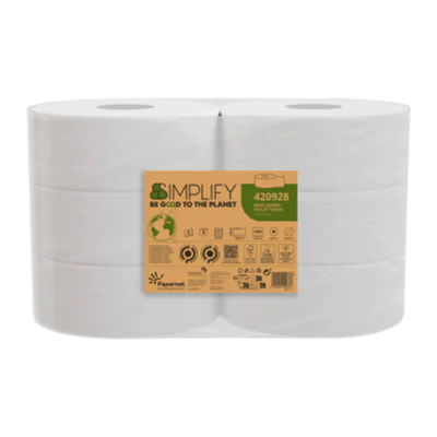 Papernet Toilettenpapier Maxi Jumborollen Simplify 2-lagig weiß 1.305 Bl./Rl. 6 Rl./Pack.
