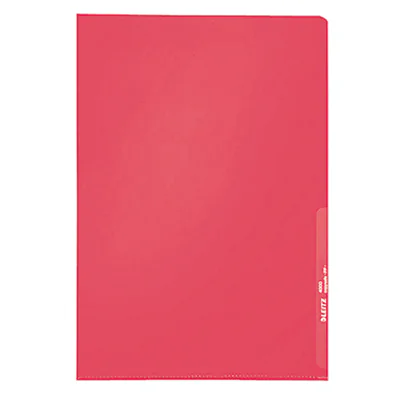 Leitz Sichthülle Standard DIN A4 0,13mm oben, rechts offen dokumentenecht Polypropylenfolie rot genarbt 100 St./Pack.