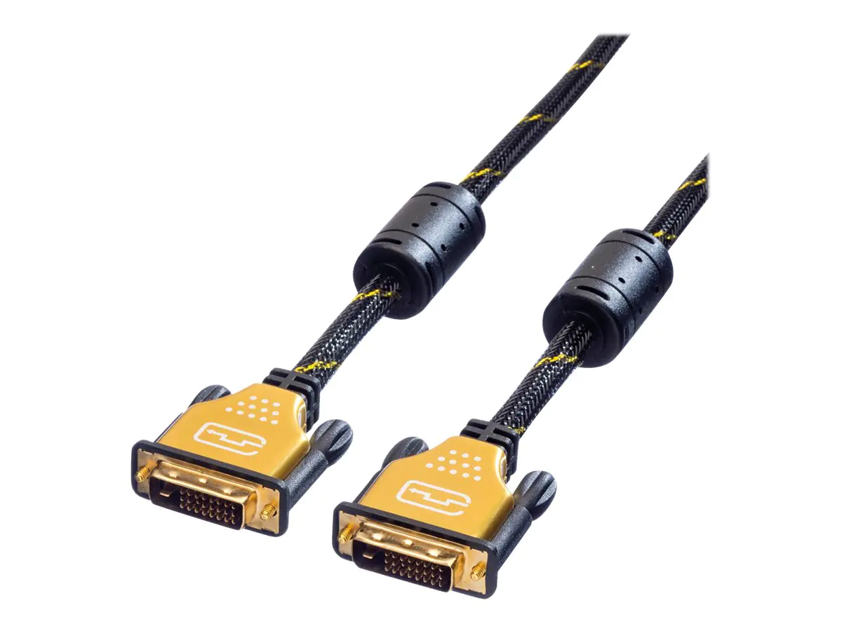 Roline GOLD - DVI-Kabel - Dual Link - DVI-D (M) zu DVI-D (M) - 2 m - Daumenschrauben - Schwarz, Gold