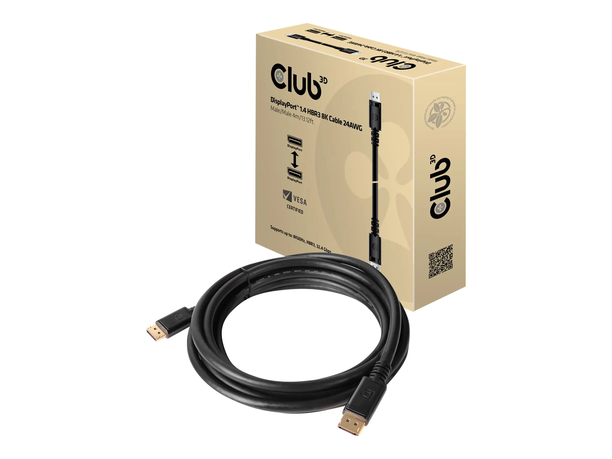 Club 3D - DisplayPort-Kabel - DisplayPort (M) zu DisplayPort (M) - DisplayPort 1.4 - 4 m - Schwarz