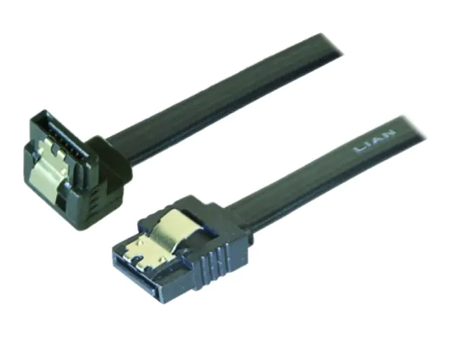 exertis Connect - SATA-Kabel - Serial ATA 150/300/600 - SATA (W) Verriegelung zu SATA (W) nach unten abgewinkelt, verriegelt - 75 cm - Schwarz