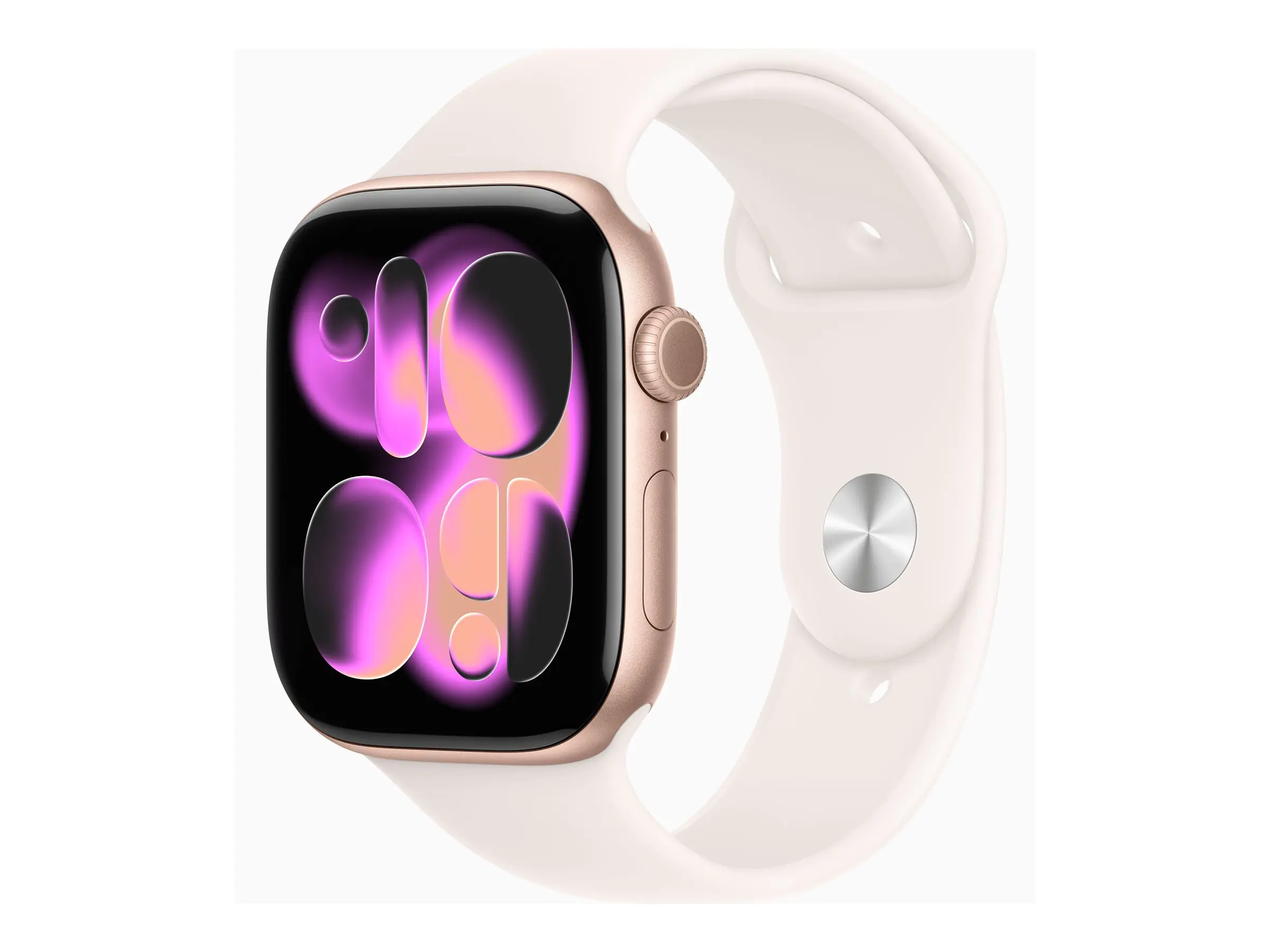Apple Watch Series 11 (GPS + Cellular) - 46 mm - Aluminium, Roségold - intelligente Uhr mit Sportband - Flouroelastomer - hellrosa - Bandgröße: S/M - 64 GB - LTE, Wi-Fi 4, UWB, Bluetooth - 5G - 36.9 g