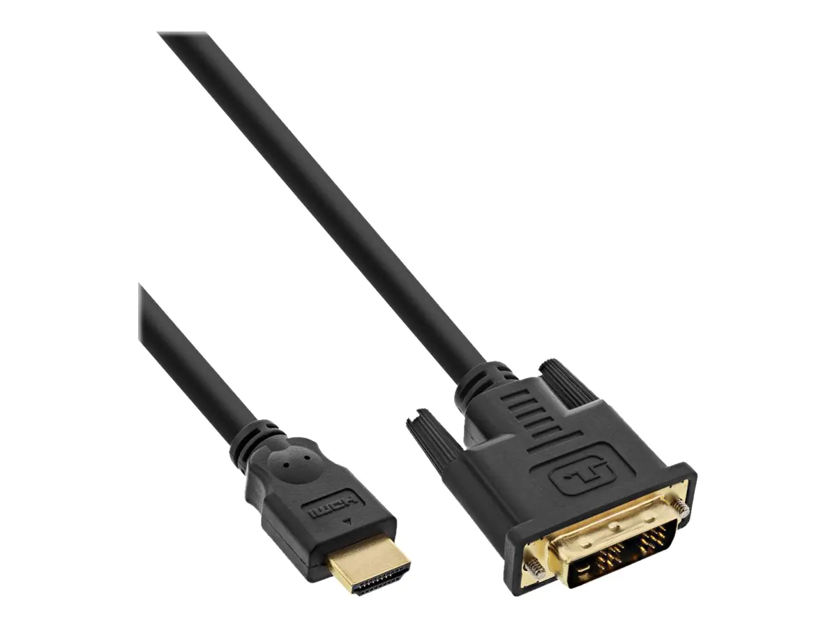 InLine - Adapterkabel - DVI-D männlich zu HDMI männlich - 30 cm - abgeschirmt - Schwarz - Daumenschrauben