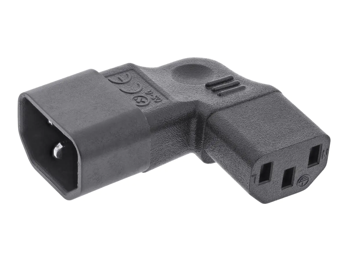 InLine - Adapter für Power Connector - IEC 60320 C14 links abgewinkelt zu power IEC 60320 C13 nach rechts abgewinkelt - 10 A - Schwarz