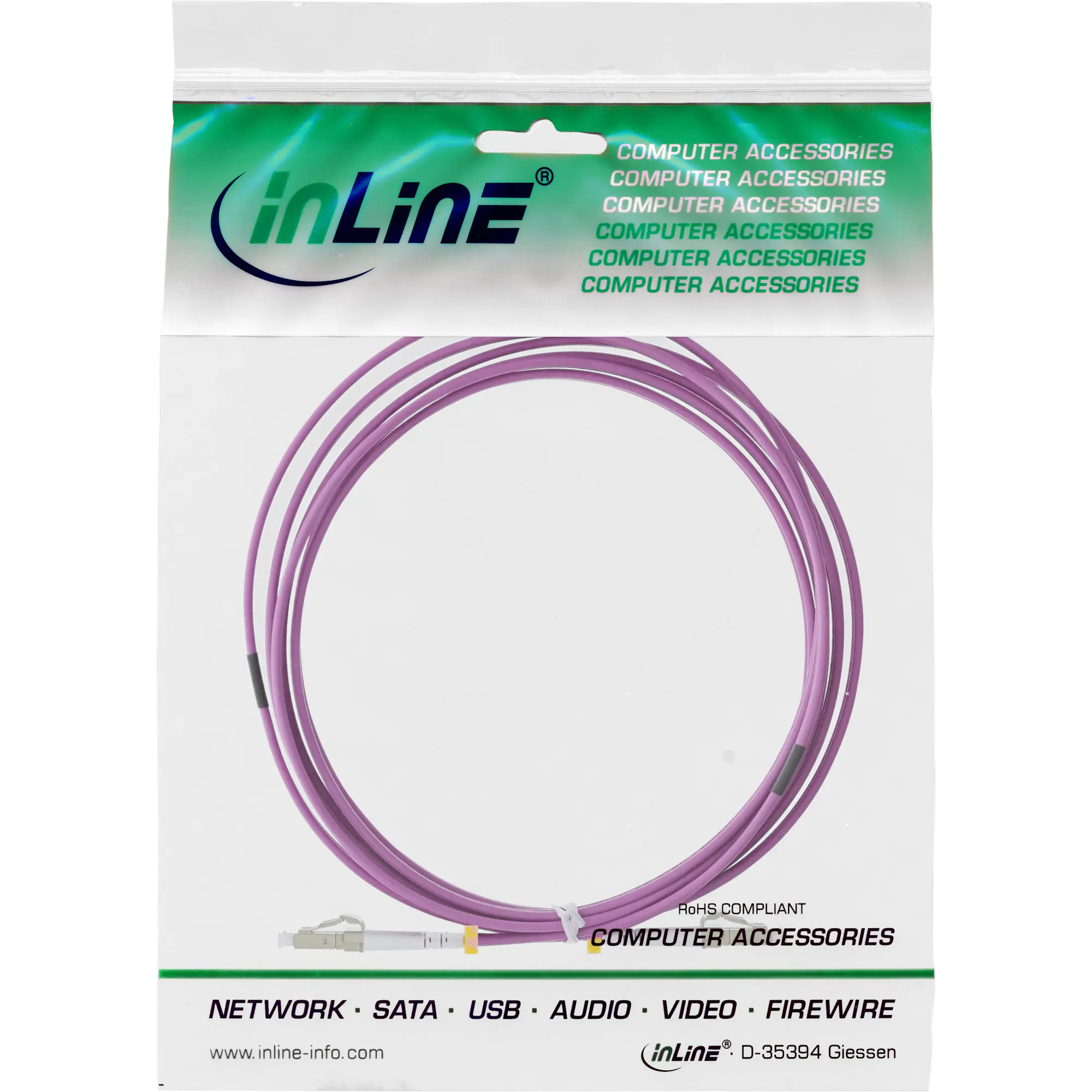 InLine - Patch-Kabel - LC Multi-Mode (M) zu LC Multi-Mode (M) - 40 m - Glasfaser - Duplex - 50/125 Mikrometer - OM4 - halogenfrei - lila